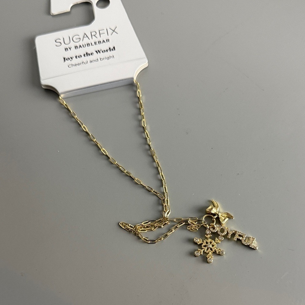 Sugarfix by BaubleBar Joy to the World Gold tone necklace with snowflake charm